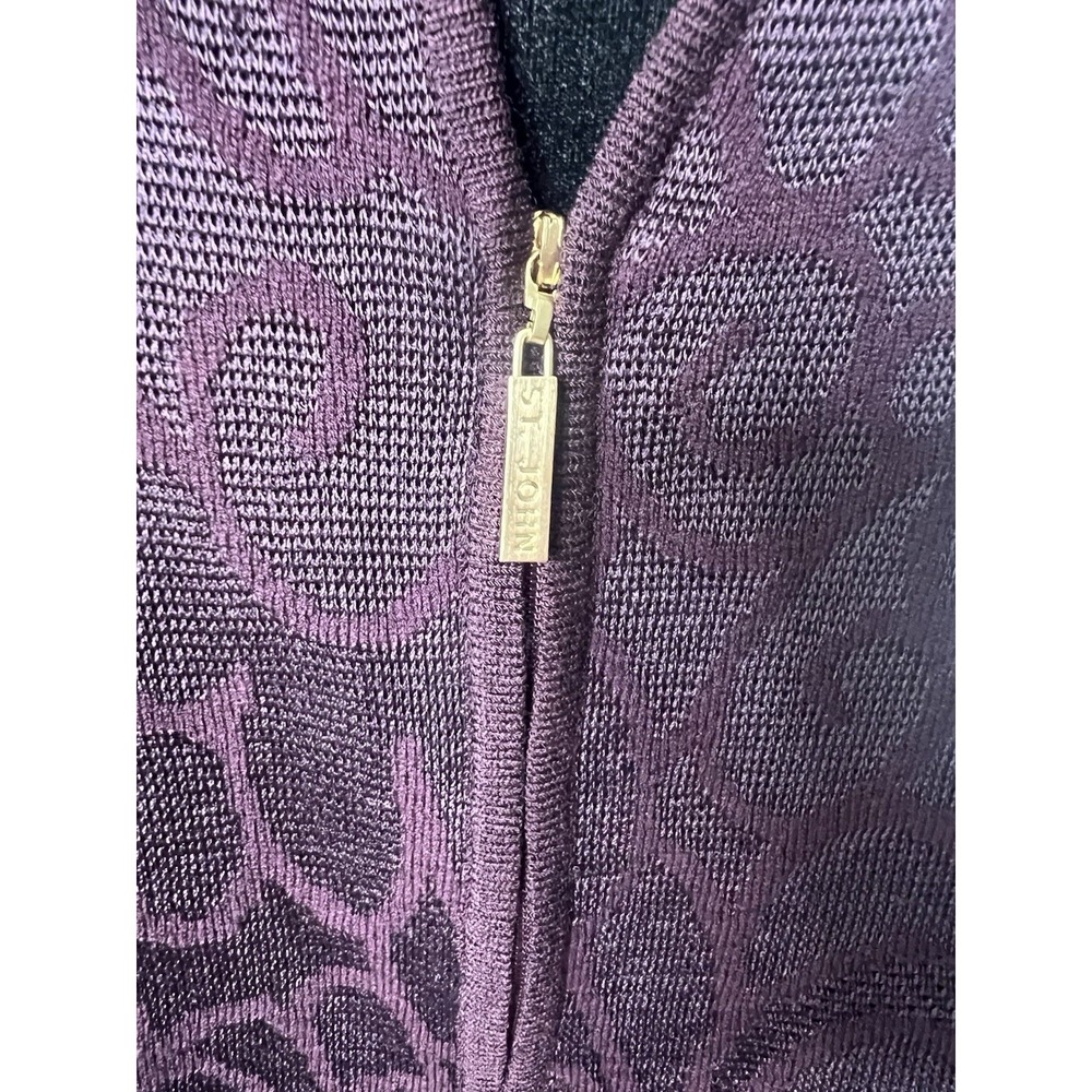 St. John (black Label) Long Sleeve Full Zip V-neck Cardigan Burgundy L Floral - Picture 6 of 6